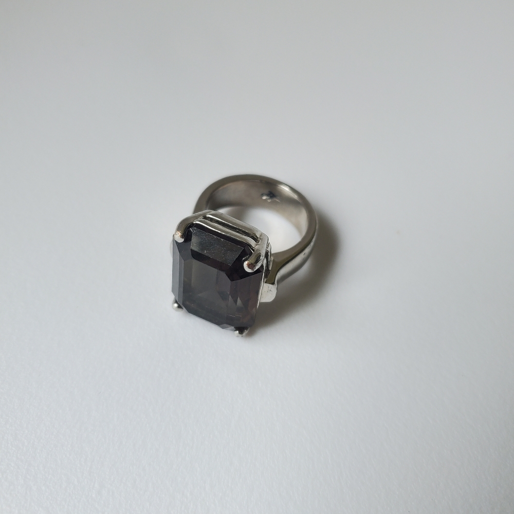 Kenneth Cole dark blue green faux stone and silver tone ring sz 8 - Picture 4 of 4
